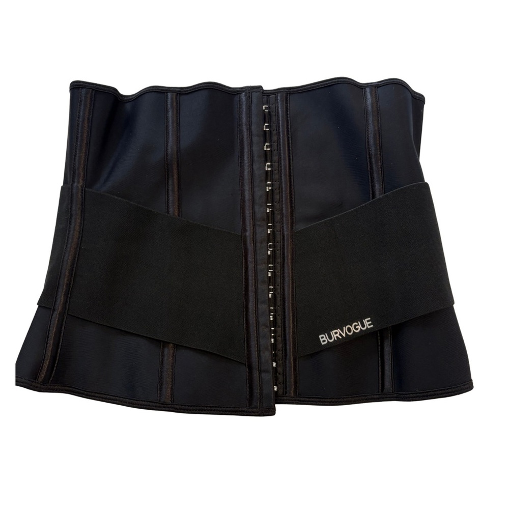 Burvogue Waist Trainer Corset | Black | Adjustable Hook & Eye | Firm Compression